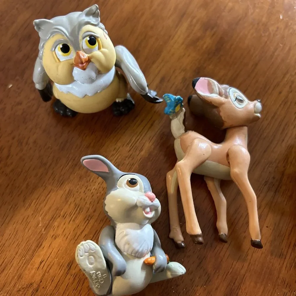 Disney Bambi, Thumper, Flower, Owl Poseable Legs PVC Figure / Cake Topper Lot A1